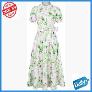 Floral Maxi Dress with Puff Sleeves and Pockets, Wedding Guest Boho